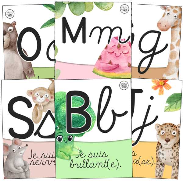 26 affiches - Alphabet positif - Lettres cursives