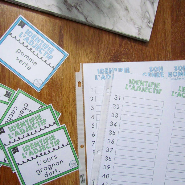 Cartes d'identification des adjectifs
