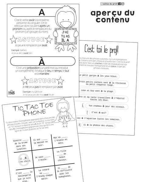 Les homophones (cahier/roulette/bingo)