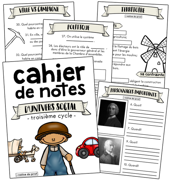 Cahier de notes - univers social - cycle 3
