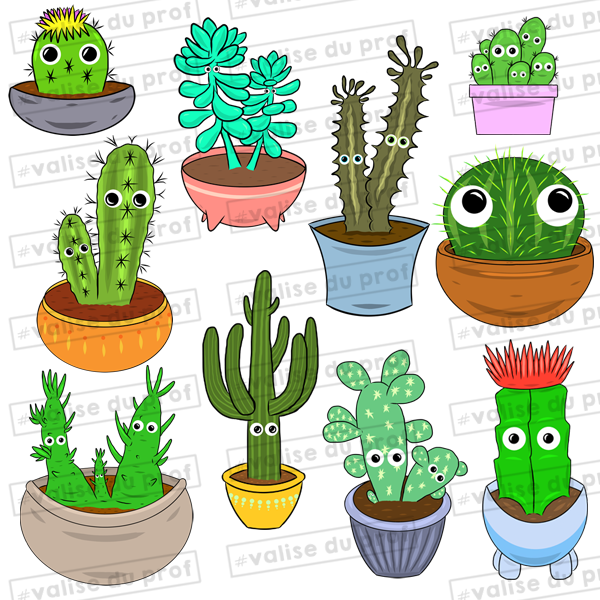 10 Cliparts Cactus (2 versions)