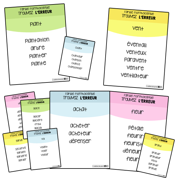 Affiches et activités: Relations entre les mots