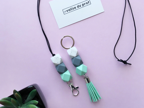Duo porte-clés et lanière O-MENTHE! (Élastique)