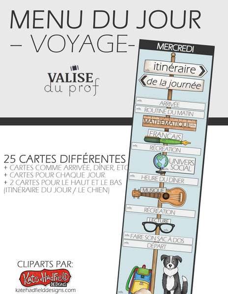 Menu du jour - voyage et son extension des fêtes