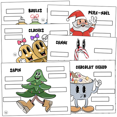 8 Fiches personnages - Noël