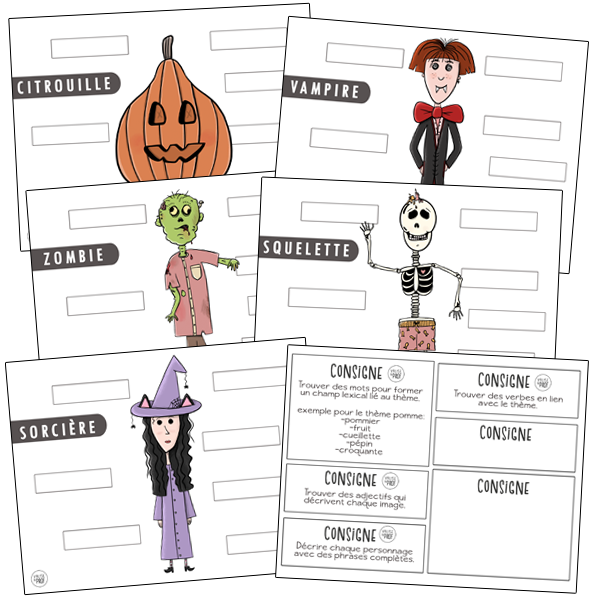 11 Fiches personnages - Halloween