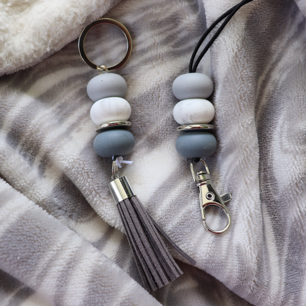 Duo porte-clés et lanière MARBRÉ (Élastique)