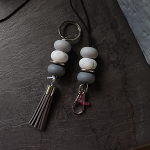Duo porte-clés et lanière MARBRÉ (Élastique)