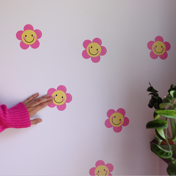 Autocollant mural - Fleurs souriantes