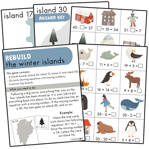 Winter islands - missing number (addition and subtraction)