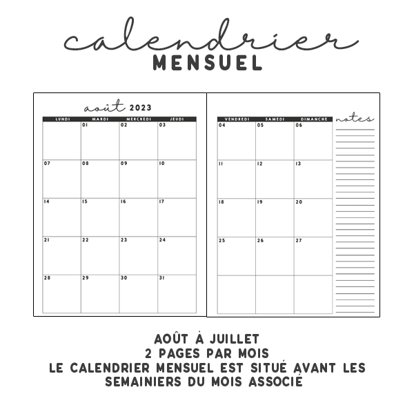 Planificateur 2023-2024 imprimé